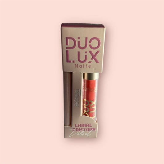 Matte Labial Duo Lux  Contour Velvet – Febella (Tom Vermelho Intenso)